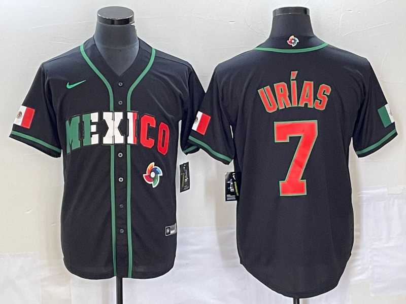 Mens Mexico Baseball #7 Julio Urias 2023 Black World Baseball Classic Stitched Jersey2